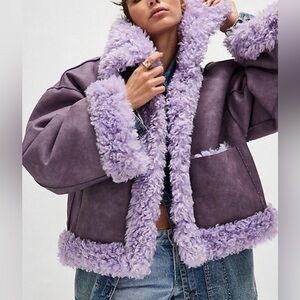 Free People Kiki Sherpa Jacket | vegan leather  NWOT